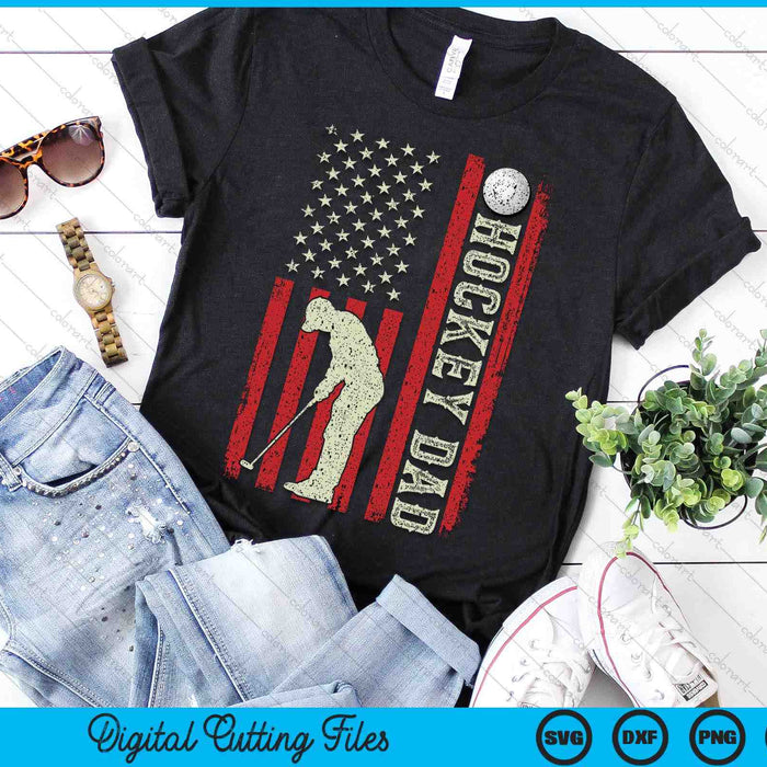 Hockey Dad US Flag Gifts For Dad Men Patriotic Fathers Day SVG PNG Digital Printable Files