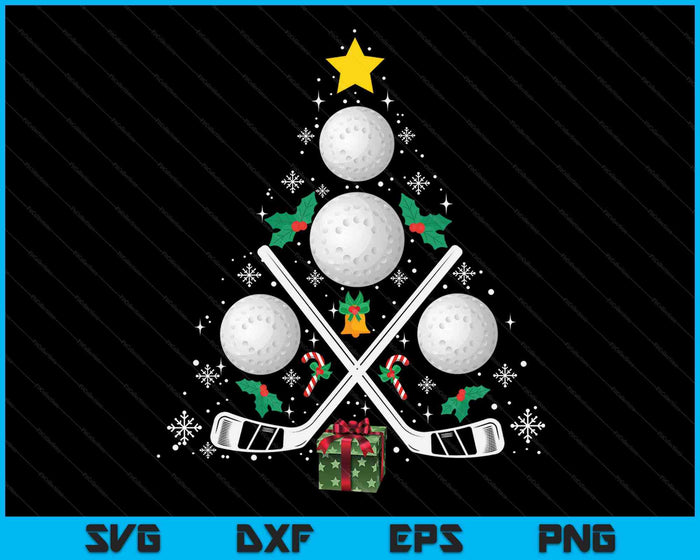 Hockeyuitrusting Kerstboom Kerst Hockey SVG PNG Digitale Snijbestanden