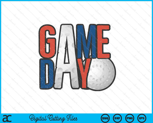 Hockey game day navy blue and red SVG cut file