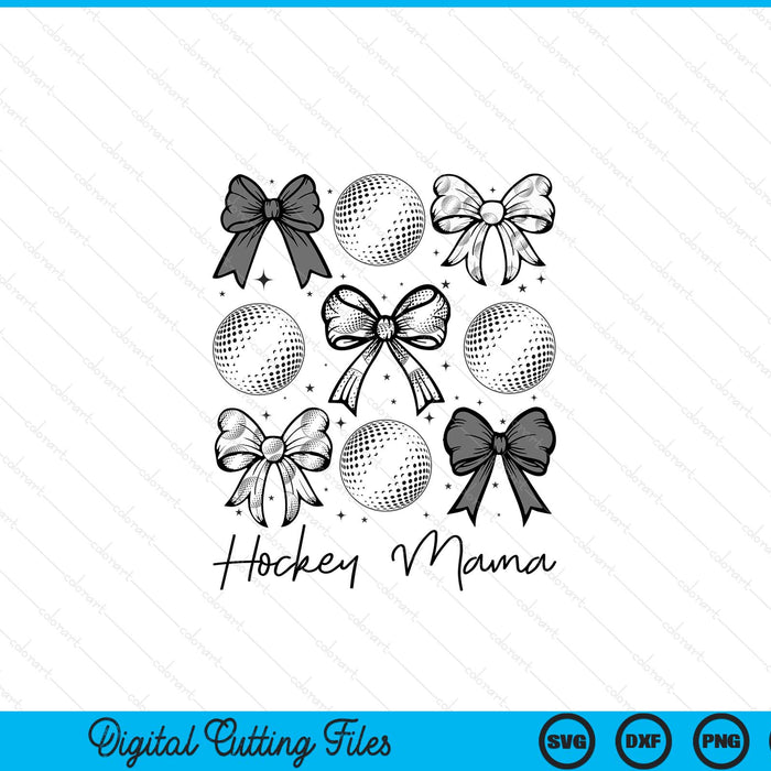 Hockey mama coquette bow hockey season SVG PNG cut file for Cricut