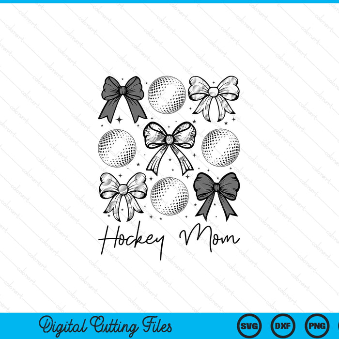 Hockey mom coquette bow hockey season SVG PNG cut file for Cricut