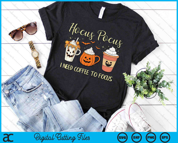 Hocus Pocus I Need Coffee To Focus Vintage Halloween SVG PNG Digital Cutting Files