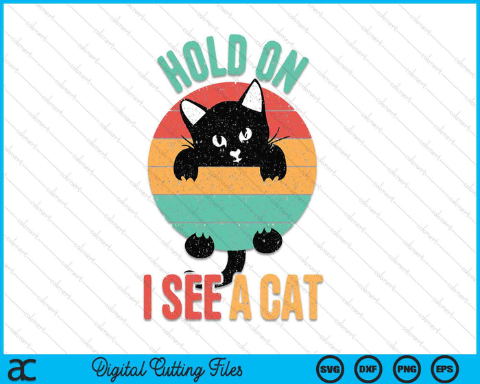 Hold On I See A Cat, Funny Sarcastic Sayings Cat Lovers SVG PNG Digital Printable Files