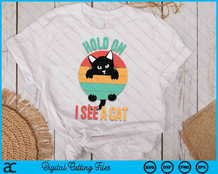 Hold On I See A Cat, Funny Sarcastic Sayings Cat Lovers SVG PNG Digital Printable Files