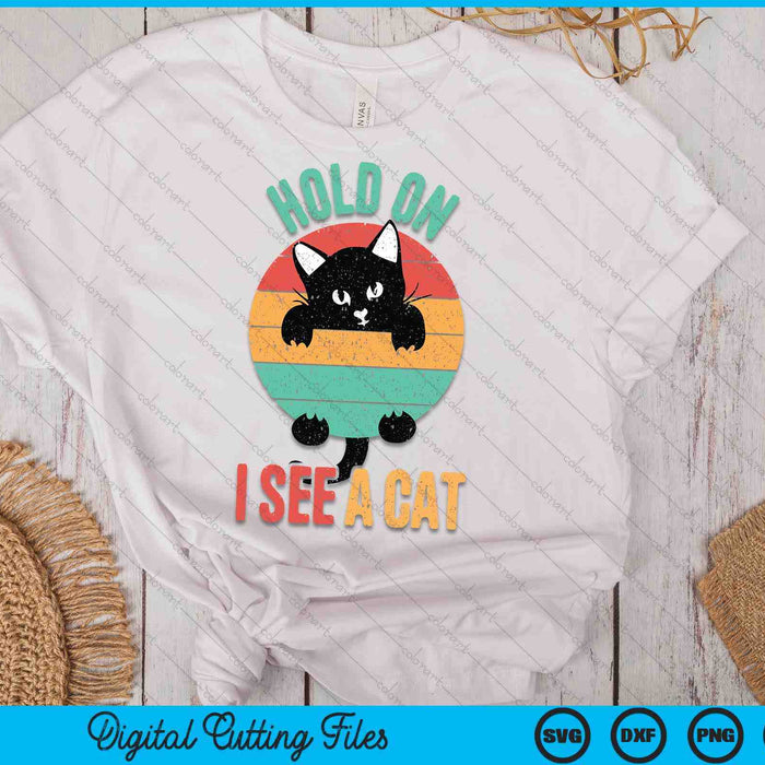 Hold On I See A Cat, Funny Sarcastic Sayings Cat Lovers SVG PNG Digital Printable Files