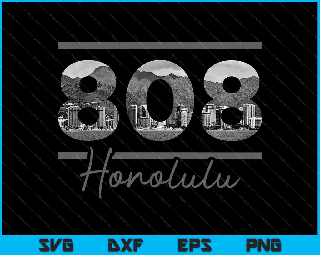 Honolulu 808 Area Code Skyline Hawaii Vintage SVG PNG Printable Files ...