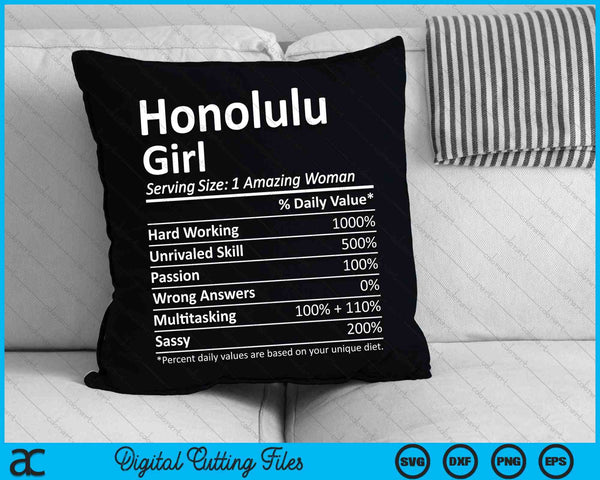 Honolulu Girl HI Hawaii City Home Roots SVG PNG Archivos de corte digital