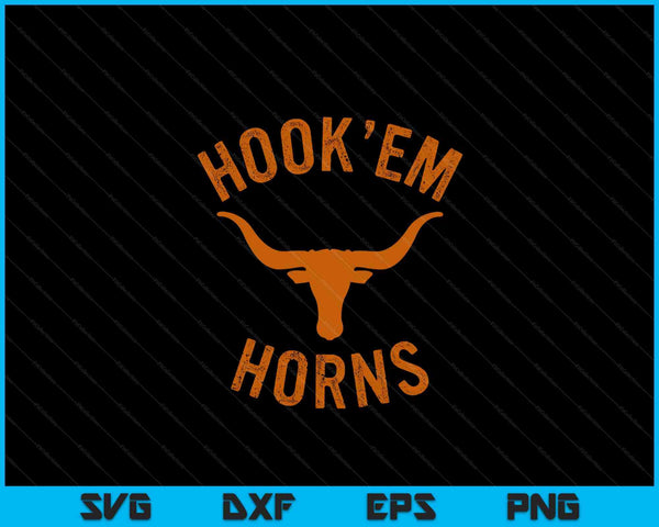 Hook'em Horns State Of Texas Bull Head With Longhorns SVG PNG Digital Cutting File