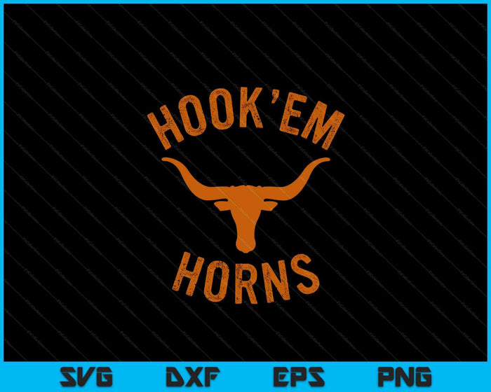 Hook'em Horns State Of Texas Bull Head With Longhorns SVG PNG Digital Cutting File