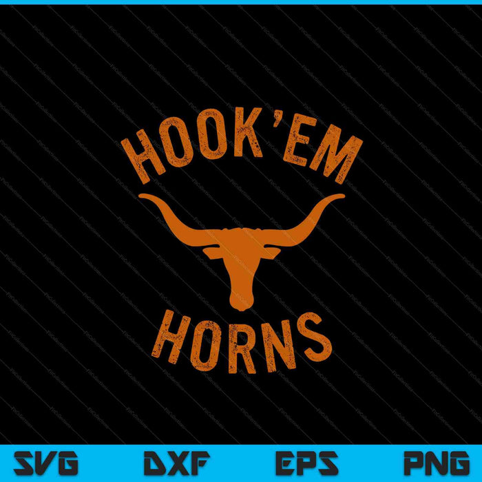 Hook'em Horns State Of Texas Bull Head With Longhorns SVG PNG Digital Cutting File