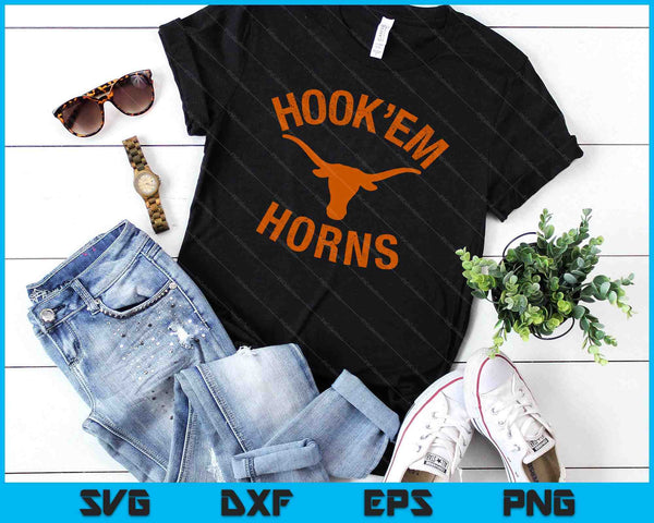 Hook'em Horns State Of Texas Bull Head With Longhorns SVG PNG Digital Cutting Files