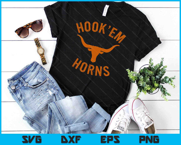 Hook'em Horns State Of Texas Bull Head With Longhorns SVG PNG Digital Cutting File