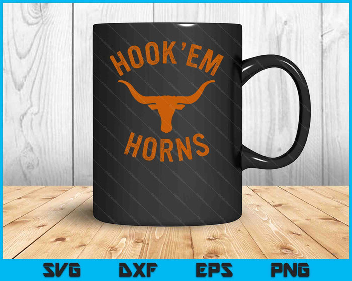 Hook'em Horns State Of Texas Bull Head With Longhorns SVG PNG Digital Cutting File