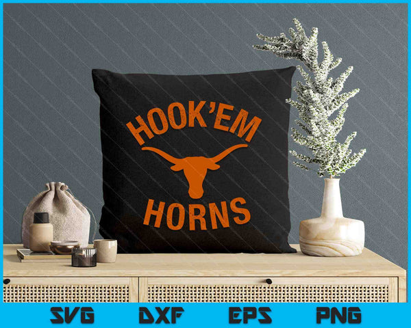 Hook'em Horns State Of Texas Bull Head With Longhorns SVG PNG Digital Cutting Files