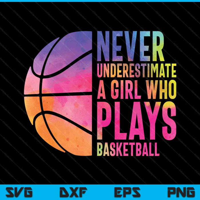 Hoops Girls Never Underestimate A Girl Who Plays Basketball SVG PNG Digital Printable Files