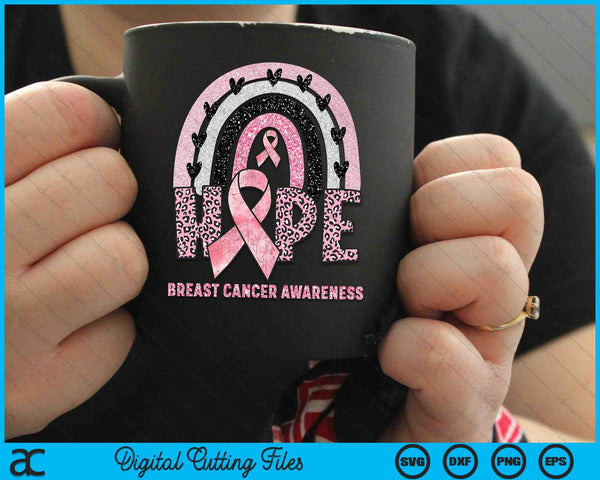 Hoop ondersteuning borstkanker bewustzijn Rainbow SVG PNG digitale snijbestanden