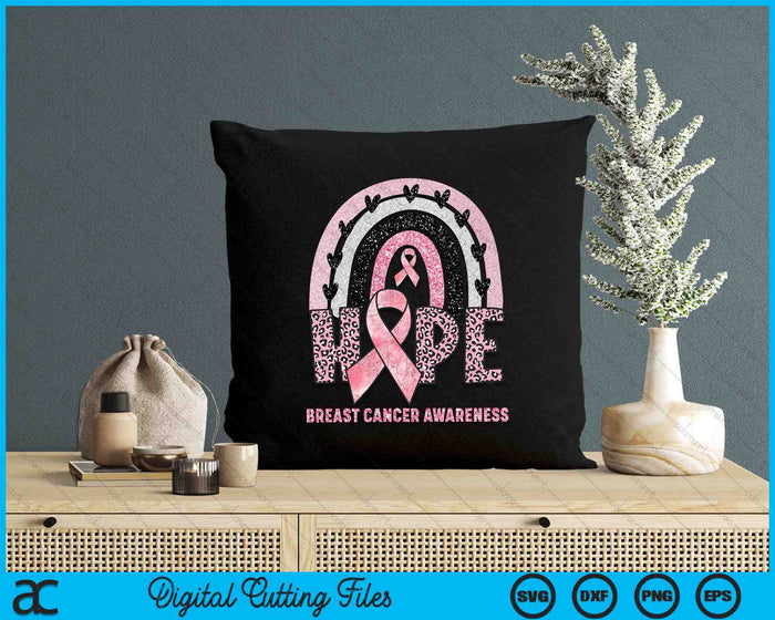 Hope Support Breast Cancer Awareness Rainbow SVG PNG Digital Cutting Files