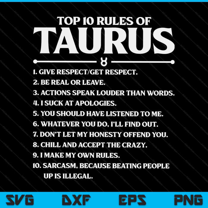 Horoscope symbols astrology sign top 10 rules of Taurus SVG cut file