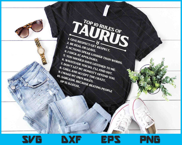 Horoscope Symbols Astrology Sign Top 10 Rules Of Taurus SVG PNG Digital Cutting Files