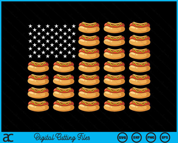 Hot Dog American Flag July 4th Patriotic Summer BBQ Funny SVG PNG Digital Cutting File