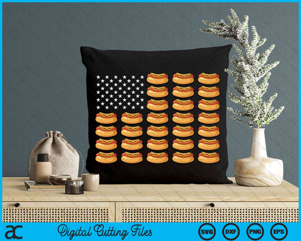 Hot Dog American Flag July 4th Patriotic Summer BBQ Funny SVG PNG Digital Cutting File