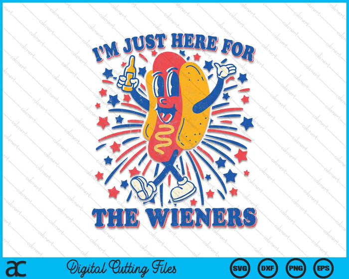 Hot Dog I'm Just Here For The Wieners 4Th Of July SVG PNG Digital Cutting Files