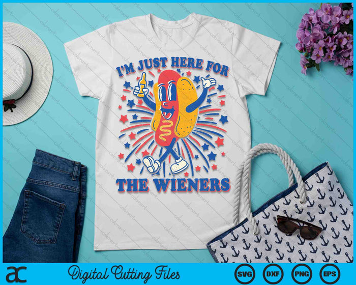 Hot Dog I'm Just Here For The Wieners 4Th Of July SVG PNG Digital Cutting Files