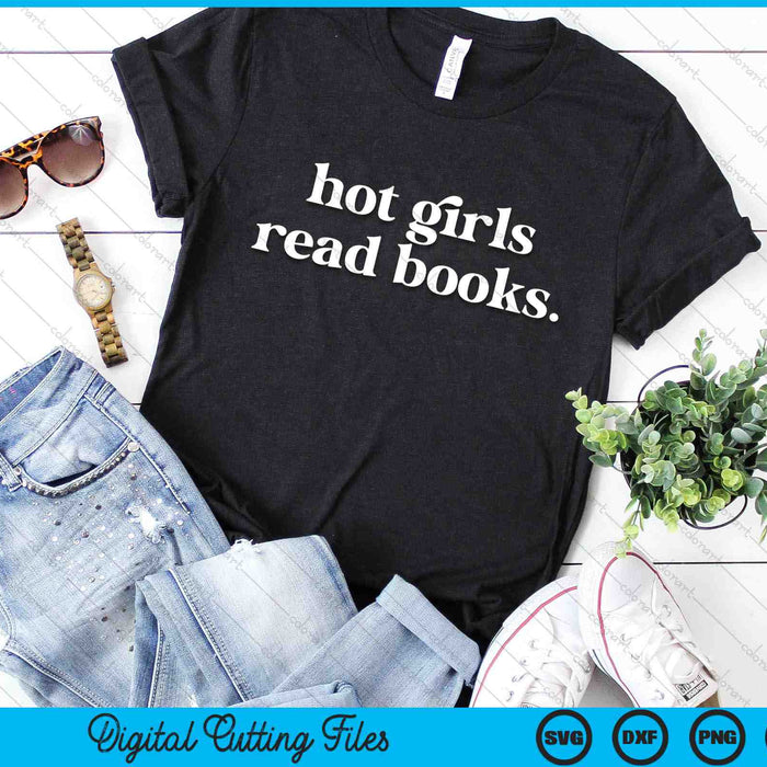 Hete meisjes lezen boeken minnaar boekenwurm bibliothecaris SVG PNG digitale snijbestanden