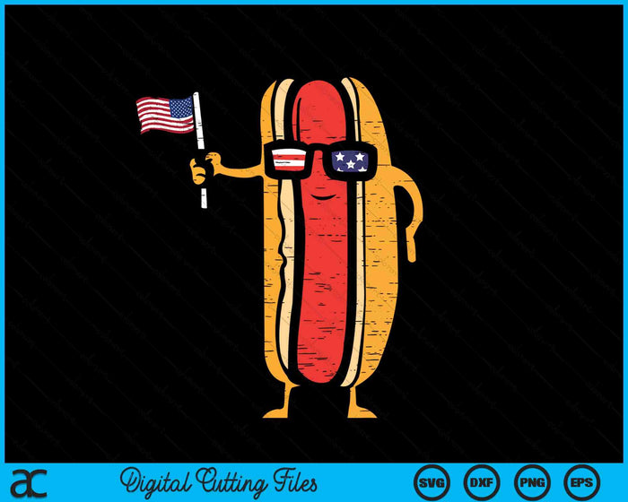 Hotdog Sunglasses American Flag USA Funny 4th Of July SVG PNG Digital Cutting Files