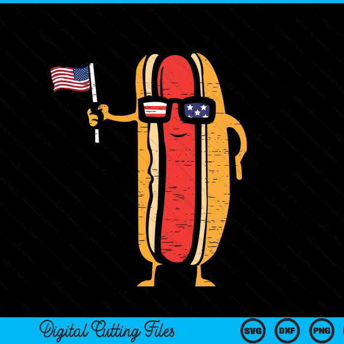 Hotdog Sunglasses American Flag USA Funny 4th Of July SVG PNG Digital Cutting Files