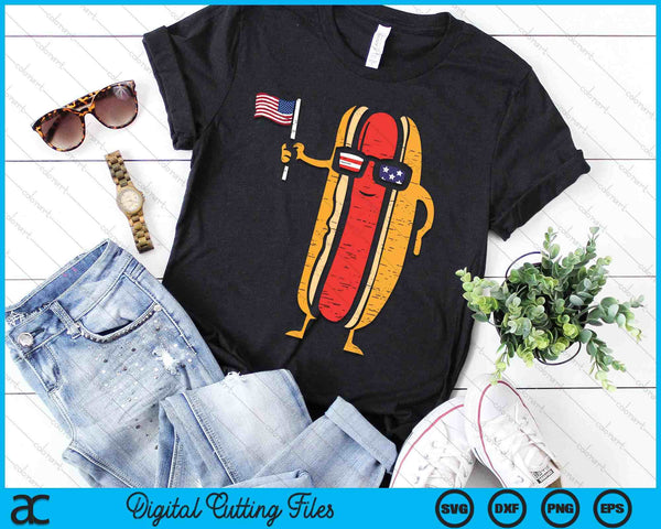 Hotdog Sunglasses American Flag USA Funny 4th Of July SVG PNG Digital Cutting Files