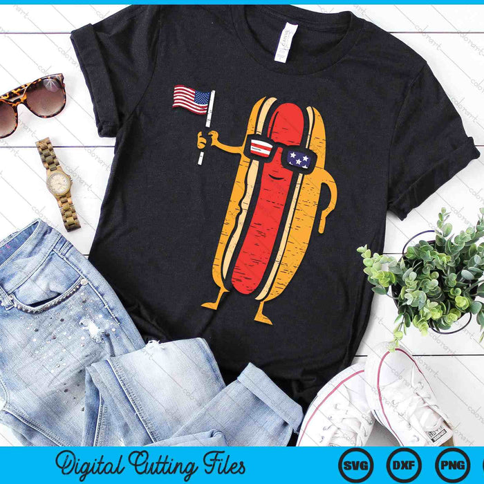 Hotdog Sunglasses American Flag USA Funny 4th Of July SVG PNG Digital Cutting Files