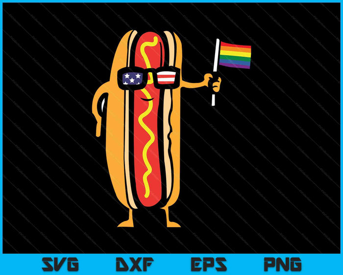 Hotdog Us Flag Sunglasses Rainbow Flag Gay Pride Lgbtq Food SVG PNG Digital Printable Files