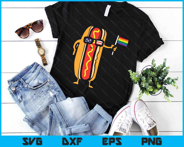 Hotdog Us Flag Sunglasses Rainbow Flag Gay Pride Lgbtq Food SVG PNG Digital Printable Files