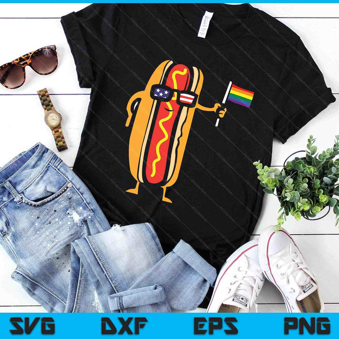 Hotdog Us Flag Sunglasses Rainbow Flag Gay Pride Lgbtq Food SVG PNG Digital Printable Files
