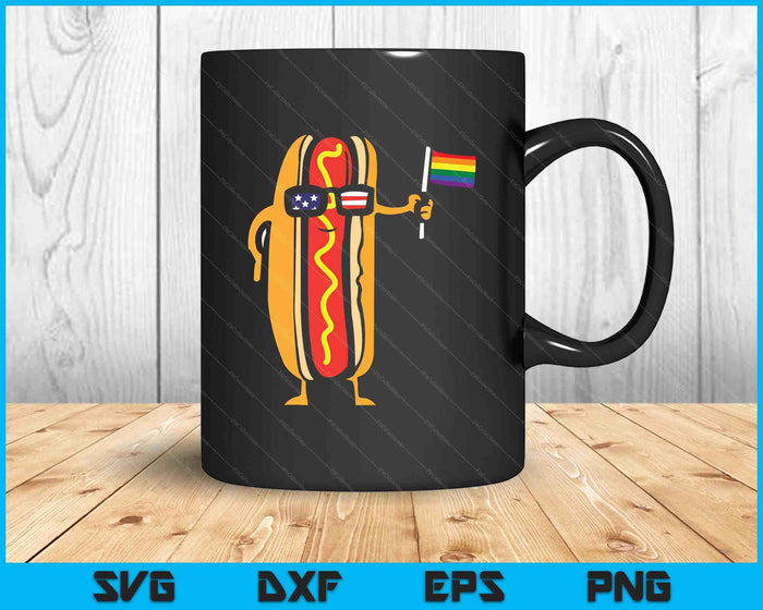 Hotdog Us Flag Sunglasses Rainbow Flag Gay Pride Lgbtq Food SVG PNG Digital Printable Files