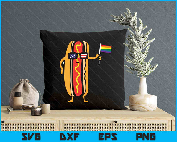 Hotdog Us Flag Sunglasses Rainbow Flag Gay Pride Lgbtq Food SVG PNG Digital Printable Files