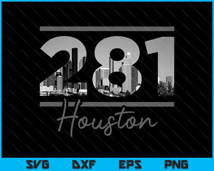 Houston 281 Netnummer Skyline Texas Vintage SVG PNG Snijden afdrukbare bestanden