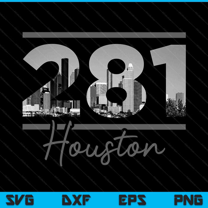 Houston 281 Código de área Skyline Texas Vintage SVG PNG Cortar archivos imprimibles