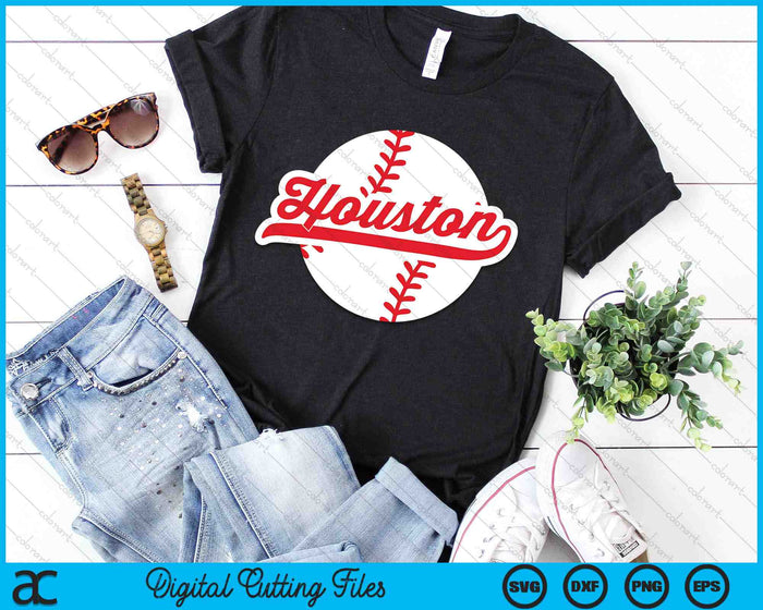 Houston Baseball Vintage Texas Pride Love City Red SVG PNG digitale snijbestanden 