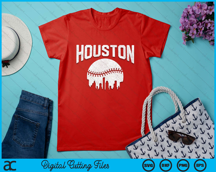 Houston City California Baseball Skyline Vintage Souvenir SVG PNG Digital Printable Files