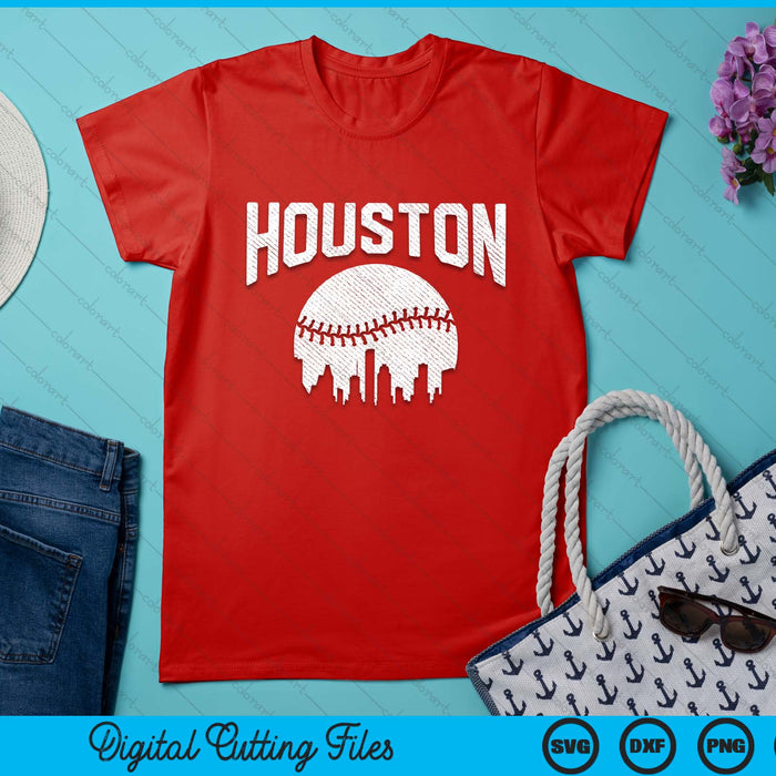 Houston City California Baseball Skyline Vintage Souvenir SVG PNG Digital Printable Files