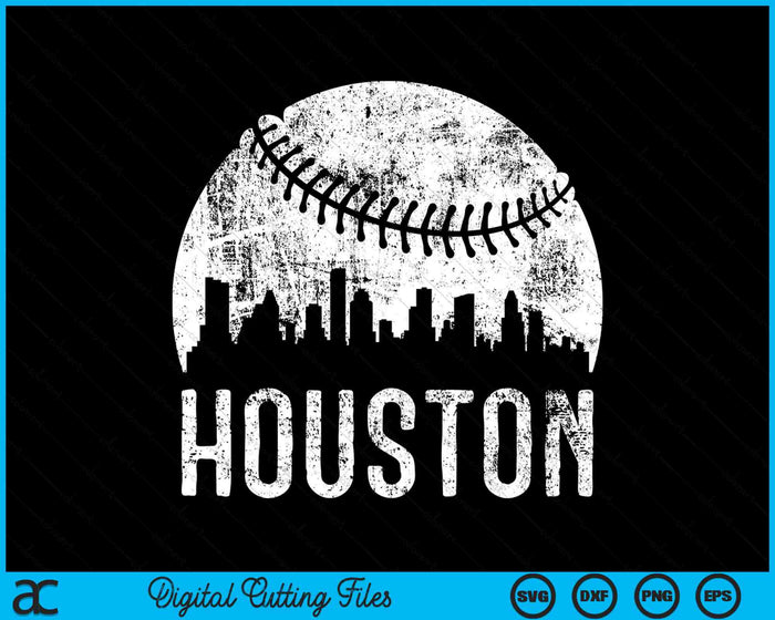 Houston Skyline Vintage Houston Baseball SVG PNG Digital Cutting Files