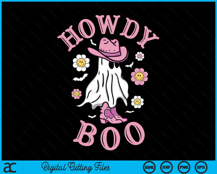 Howdy Boo Pink Boots Western Halloween SVG PNG Digital Cutting File