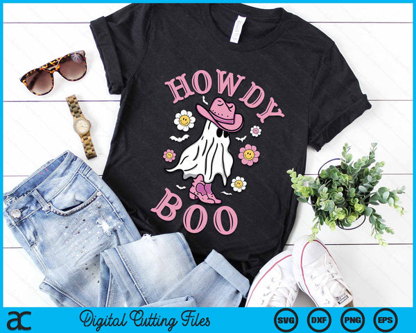 Howdy Boo Pink Boots Western Halloween SVG PNG Digital Cutting File