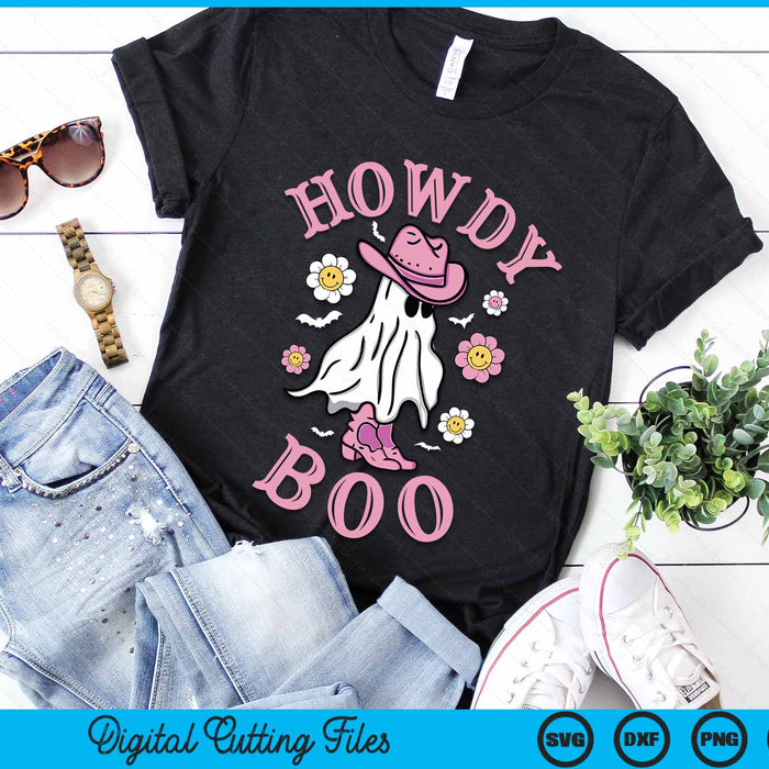 Howdy Boo Pink Boots Western Halloween SVG PNG Digital Cutting File