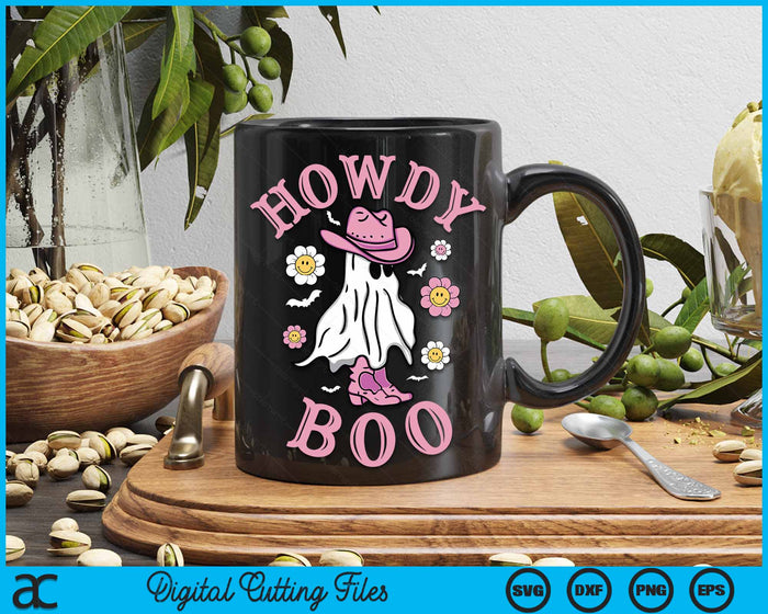 Howdy Boo Pink Boots Western Halloween SVG PNG Digital Cutting File