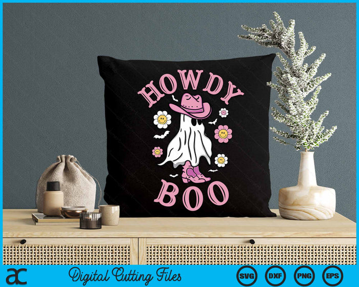 Howdy Boo Pink Boots Western Halloween SVG PNG Digital Cutting File