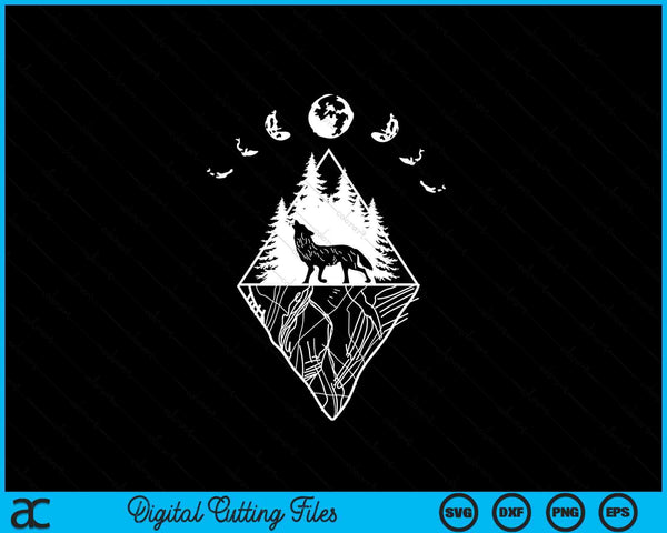 Howling wolf phases of the moon SVG cut file