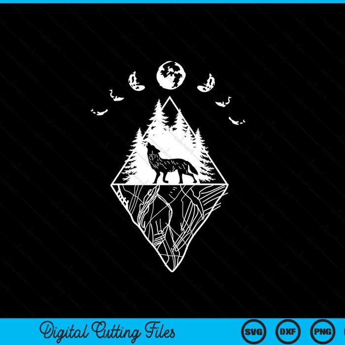 Howling wolf phases of the moon SVG PNG cut file for Cricut